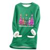 Ladies' Loose And Comfortable Round Neck Christmas Print Thick With Pockets Long Sleeved Top