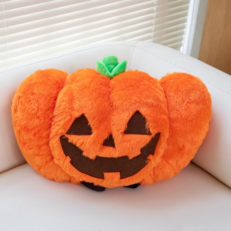Cute Halloween Grimace Pumpkin Plush Backpack Creative Comfy Warm Cartoon Pumpkin Bag To Put Things Inside Nice Festival Gift