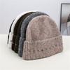 Autumn and winter simple small line knitted hat women's autumn and winter warm wool hat showing face small cold hat men and women