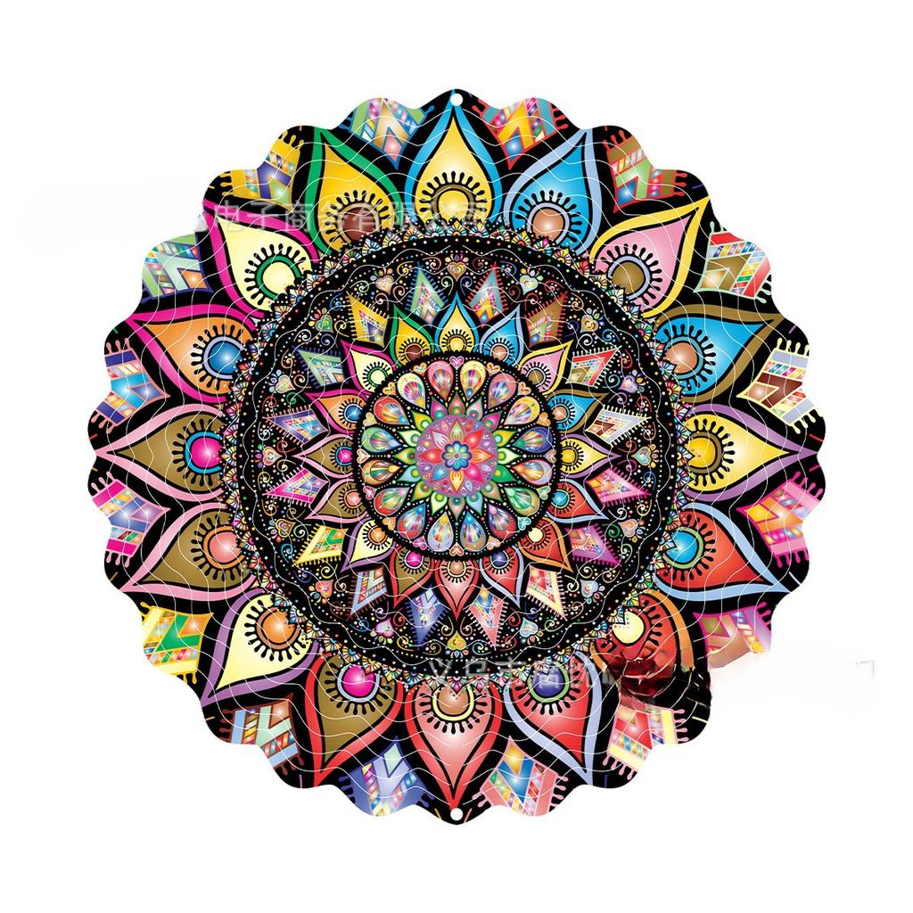 Mandala Wind Spinners for Yard and Garden 3D Steel Hanging Spinner for Outdoor Indoor 360 Degree Swivel Spinner
