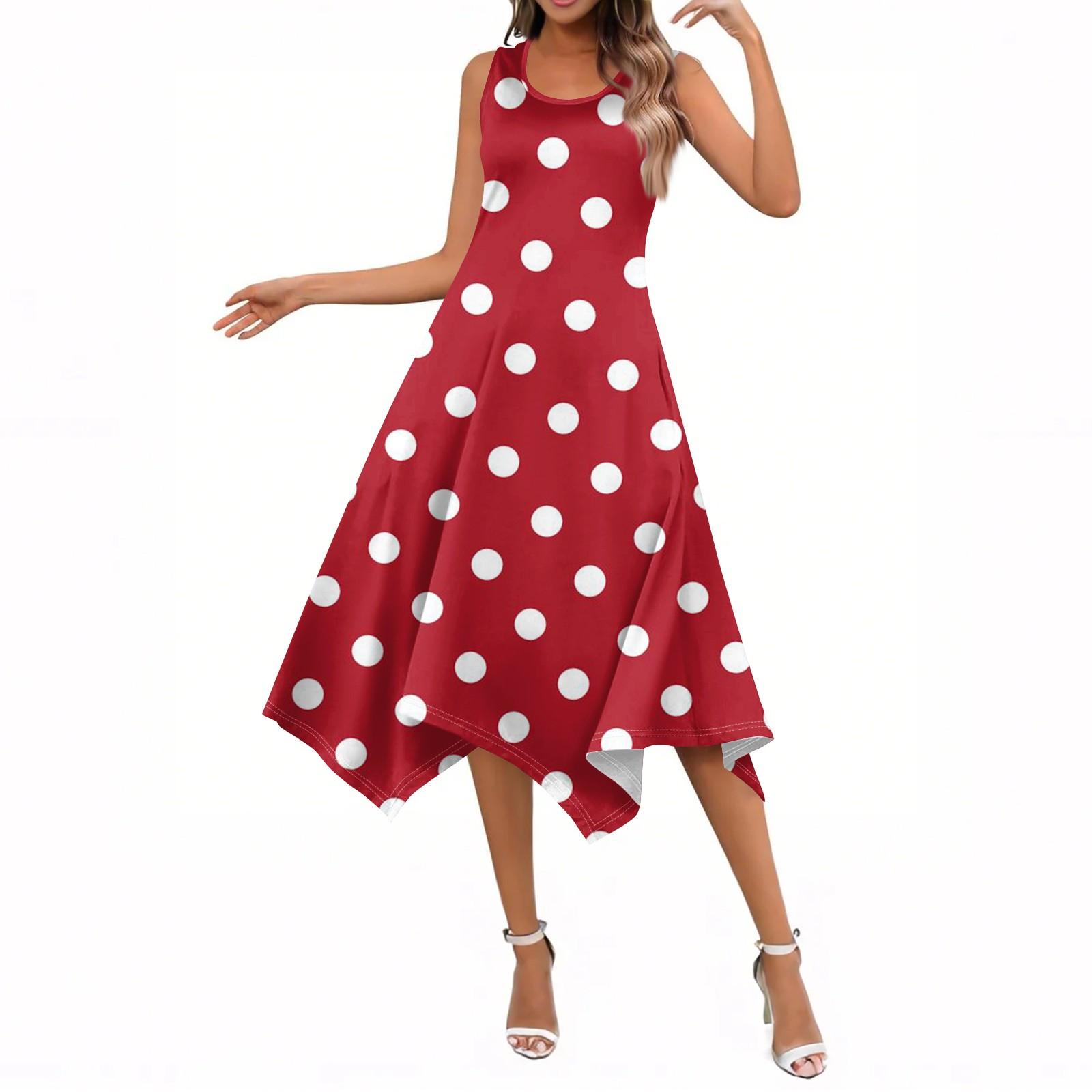 

Женские летние повседневные платья с круглым вырезом, плиссированные, с карманами, с принтом, с коротким рукавом XXL красный