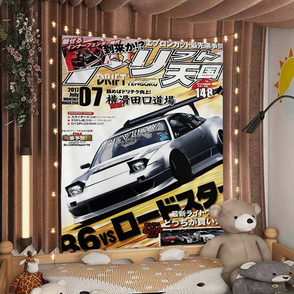 JDM Car Japan Retro 90s Printed Large Wall Tapestry Cheap Hippie Wall Hanging Bohemian Wall Tapestries Mandala INS Home Decor
