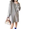 Fashion casual hooded medium and long knitted sweater top women's autumn and winter new loose lazy pullover sweater