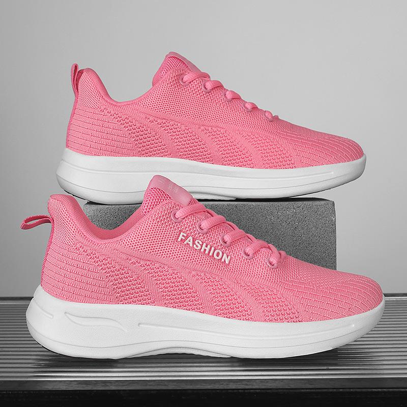 Pink Running Shoes Women Summer Outdoor Mesh Flat Walking Shoes Lightweight Comfortable Sports Breathable Sneakers for Women