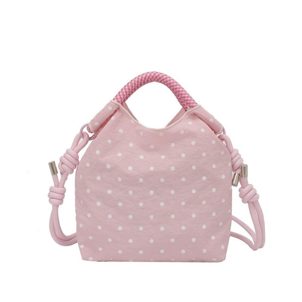 Drawstring Closure Polka Dot Shoulder Bag Nylon Female Tote Bag Crossbody Bucket Bag Outdoor