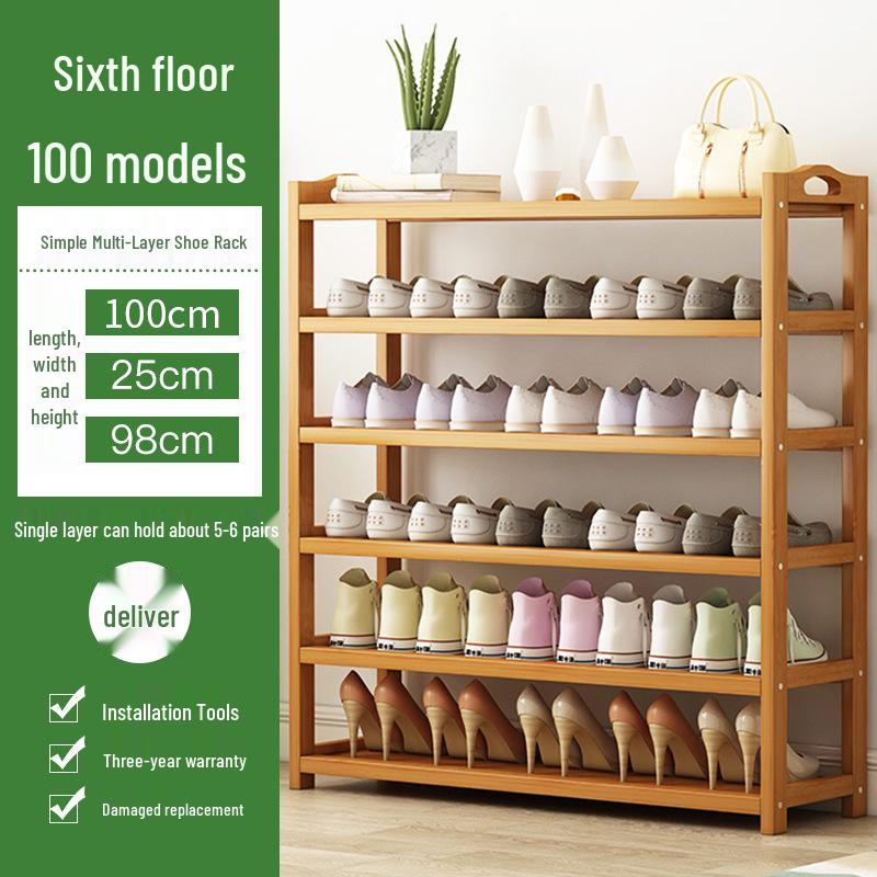 Camphor Bamboo Multi-layer Shoe Rack - Space-saving Floor Storage Cabinet for Dormitory Entrance