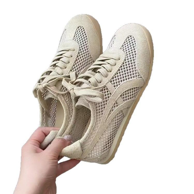Retro Dexun Shoes Women's Shoes 2025 Spring and Summer New Soft-soled Mesh Comfortable Versatile Breathable Lace-up Casual Sports Shoes