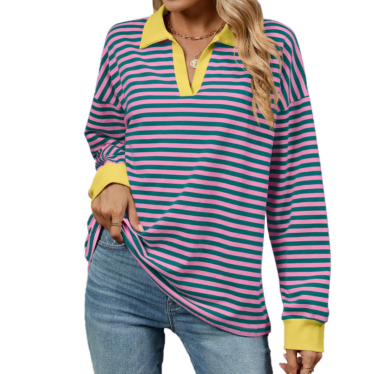 

Осенне-зимние полосатые толстовки с капюшоном, модные свободные толстовки с длинными рукавами в стиле пэчворк, цветная толстовка для женщин, пуловер M