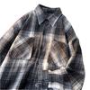Men's Long-sleeved Plaid Shirt Loose Jacket Men's and Women's Shirt Versatile Casual Japanese Men's Cardigan