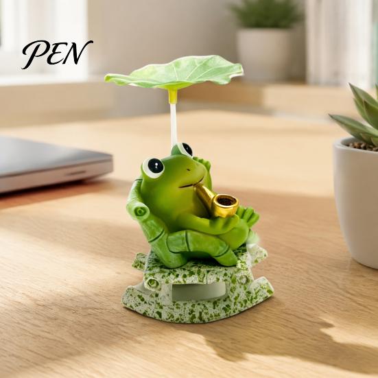Unique Holiday Gifts Rocking Frog Panda Figurine, Cute Resin Bobble Chair Decor with Lotus Leaf Design, Figurines Stress Relief Desk Ornament for Car