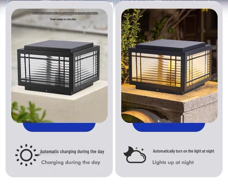 Pavilion Solar Lamp: Outdoor Waterproof Post, Gate, & Wall Top Lamp