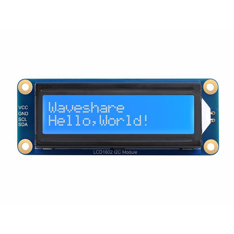 LCD1602 Blue Background White Text Backlit Display, 32 Characters, 3.3V/5V