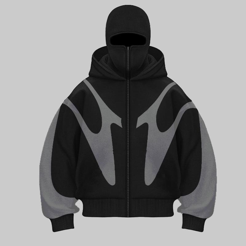 European and American Y2K Double Hat Unique Design Hooded Autumn and Winter Unisex Loose Hoodie