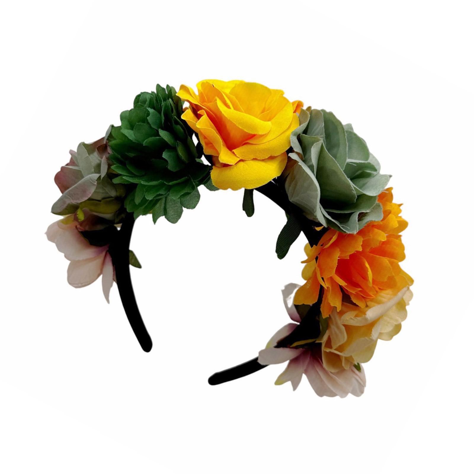 

Красочный ободок для волос с розами для музыкального фестиваля, венок из искусственных цветов, обруч для волос, свадебный аксессуар для невесты 1