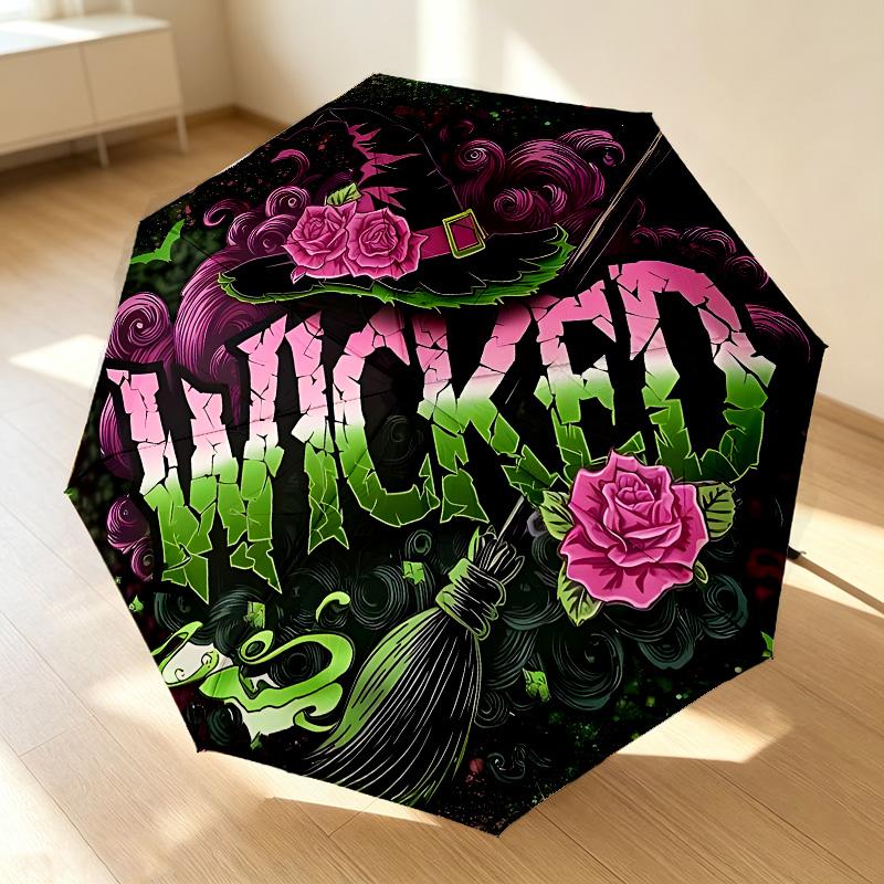 Halloween 8 Ribs 3Fold Black Glue Uv Protection Umbrella Sun Protection Rainproof Compact Folding Umbrella For Travel Daily Use C92339