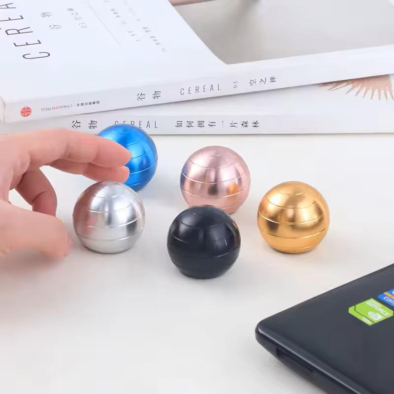 Spherical Gyroscope Relaxation Power Sphere Desktop Plaything Metal Gyroscope Optical Illusion Hypnosis Fidgeting Finger Toy Fidgettoy