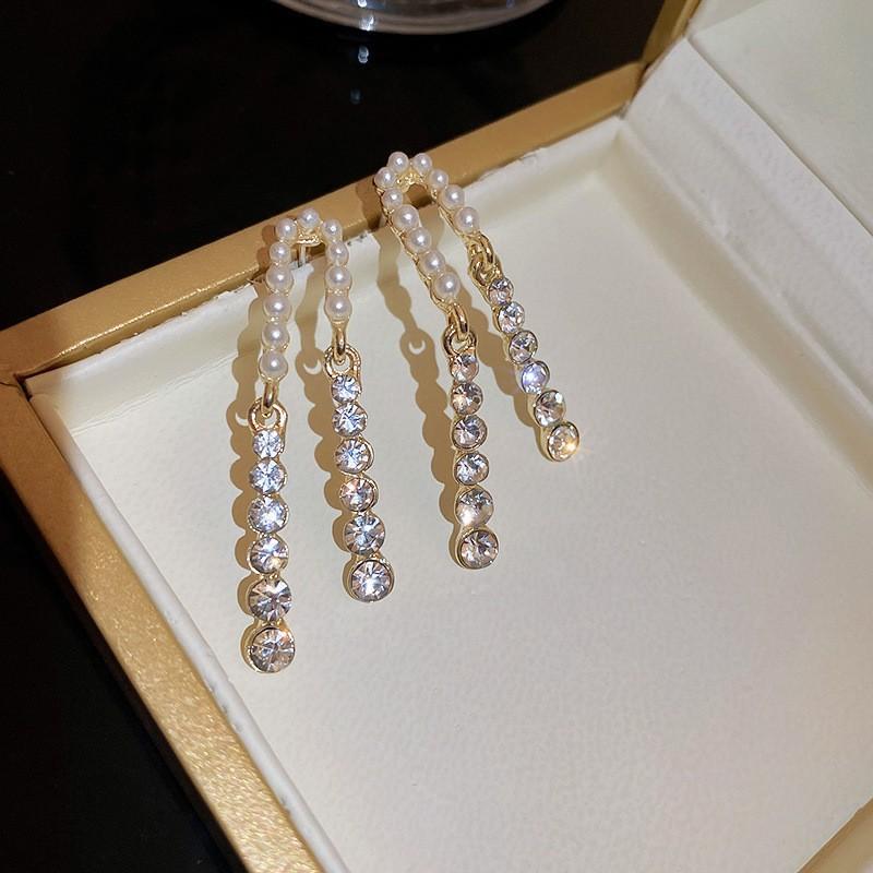 

Корейские модные серьги с жемчугом для женщин, ювелирные изделия, трендовые новые роскошные женские серьги-кисточки с цирконием, подарки