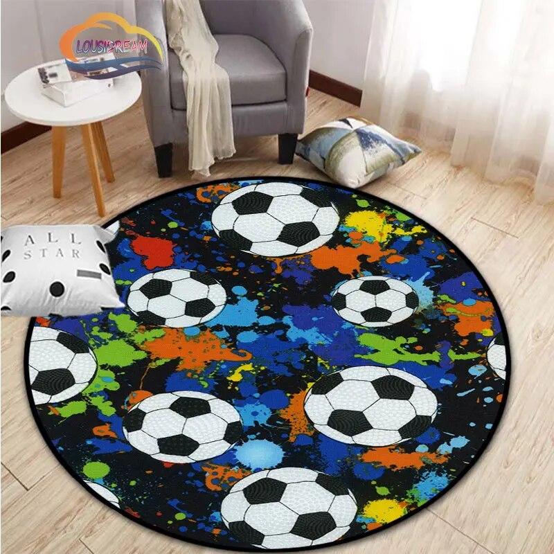 Εικόνες ποδοσφαίρου χαλί κινουμένων σχεδίων ποδοσφαίρου διακόσμηση σαλονιού στρογγυλή καρέκλα κρεβατιού χαλάκι σπίτι πόρτα εισόδου παιδιά