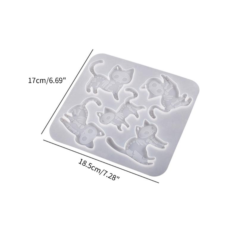 Cats Keychain Earrings Silicone Resin Mold Unique Halloween Cats Shape Epoxy Casting Mold Jewelry Making Craft Display