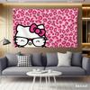 Cartoon Cat Leopard Print Tapestry  5 Colors Kawaii Cartoon Wall Hanging for Girls Bedroom Dorm Y2K Decor