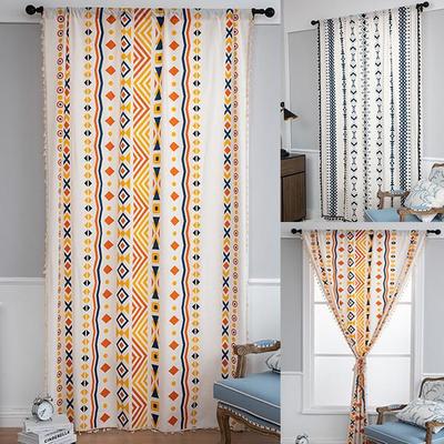 Häkelvorhang, durchscheinender, ausgehöhlter Vorhang für Wohnzimmer-Dekoration, Boho-Balkon, Schlafzimmer, fertiges Erkerfenster-Kunstdekor