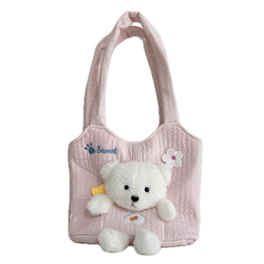 Large Capacity Shoulder Bag Kawaii Underarm Bag Fashion Plush Bear Bag  Girls