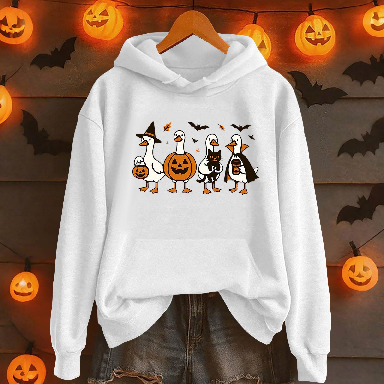 

Женская мода повседневная толстовка с капюшоном с длинным рукавом и круглым вырезом с карманами S белый