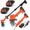 24v Cordless Garden Tiller With 235rpm Motor, 4row Steel Blades, Telescopic Pole, 2 Batteries WSLIHV