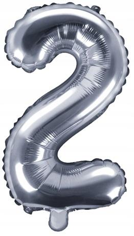 Balon Foliowy Cyfra "2" 35Cm Srebrny Metal 1 Szt.