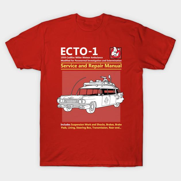 Men Black Print T-shirt Ecto-1 Service And Repair Manual No-Cut Transfer Paper Print Cotton Tshirt M красный