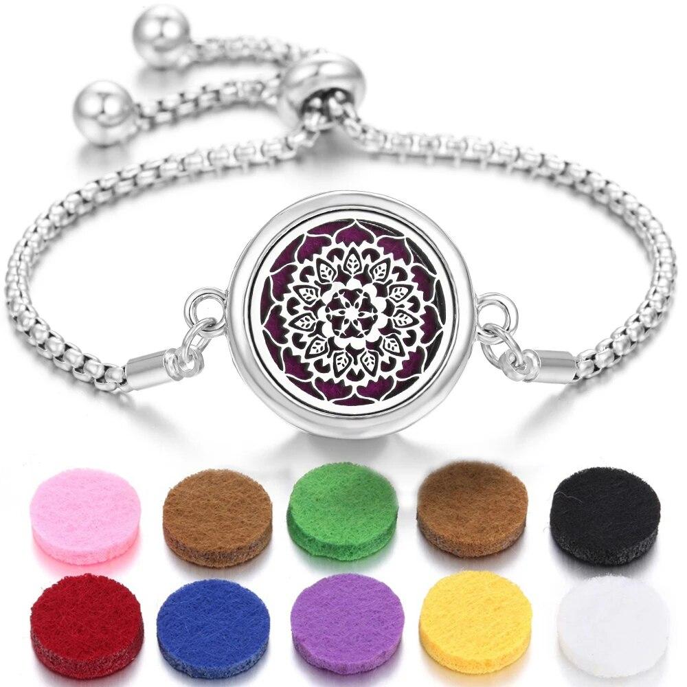 Neue Aromatherapie ätherisches Öl Diffusor Armband Edelstahl Zinklegierung Medaillon Armbänder Aroma Diffusor Parfüm Armband