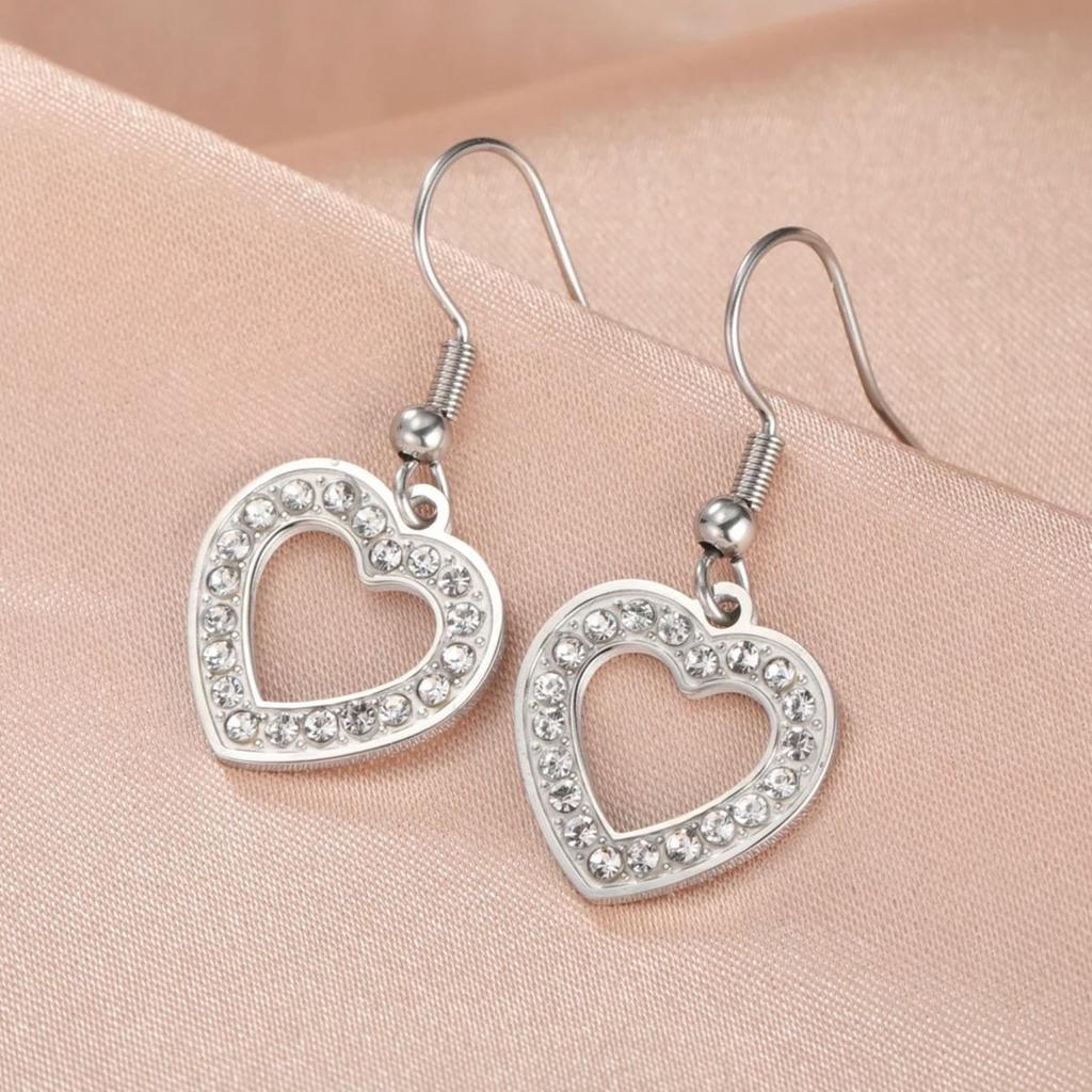 Stainless Steel Clear Zircon Heart Women's Earrings Drop Dangle Earrings Jewelry 2026 Trend Mother's Day Gift Wholesale