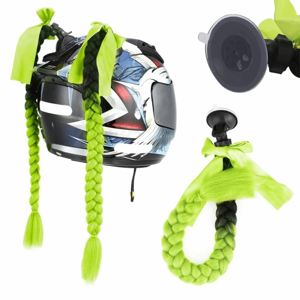 with Bowknot Helmet Braids Ponytail Hair Motorcycle Helmet Braids Wig  for Motor Bike