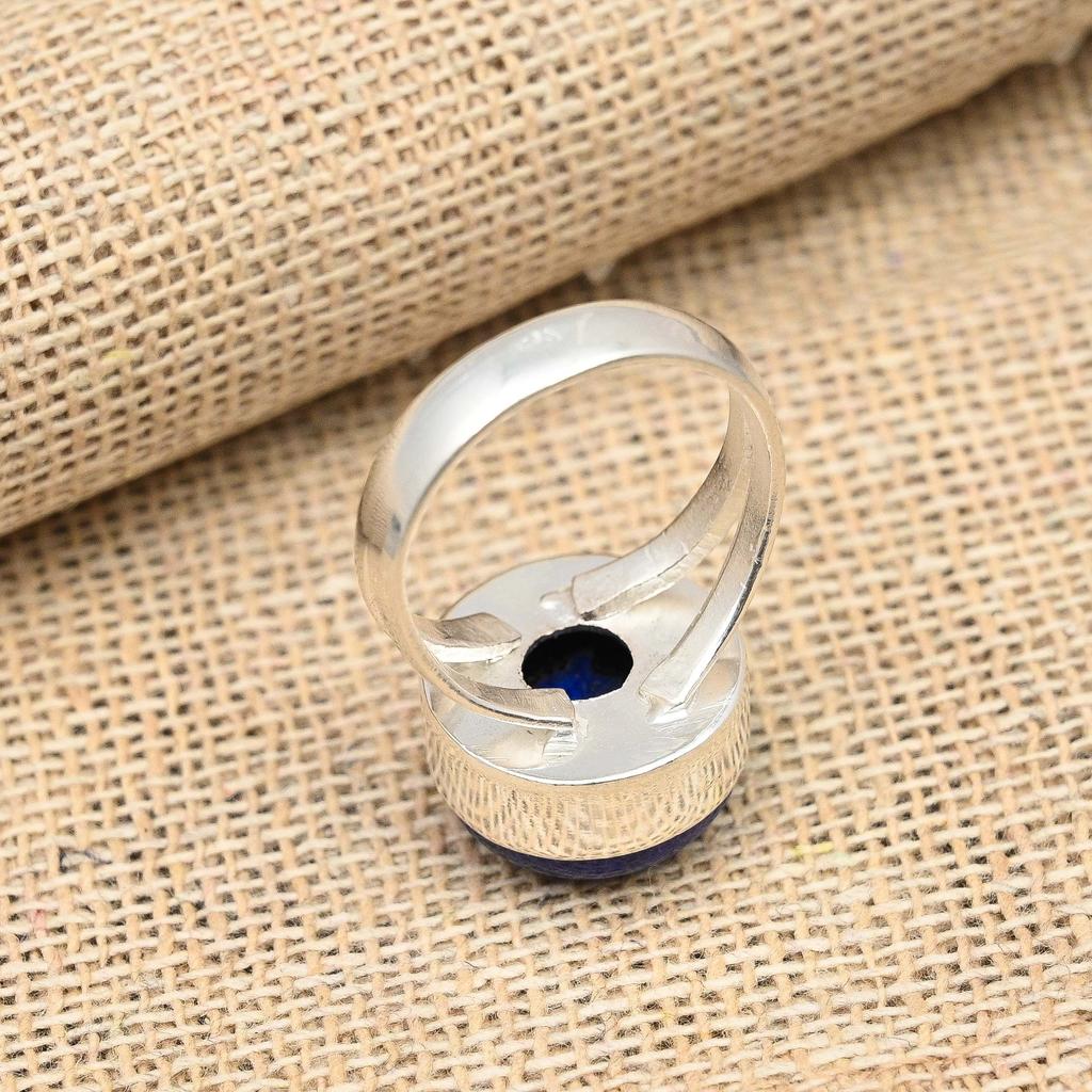 Bague en argent Sterling 925 faite à la main avec pierres précieuses Lapis Lazuli, bijoux pour noël