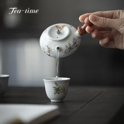 2pc/set Butterfly Hand-painted Pure Handmade Tea Cup Kung Fu Tea Set Ceramic Household Tea Cup Master Cup Tea Drinking Cup