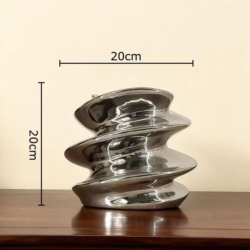 Minimalist Silver Ceramic Vase Flower Pots Table Decoration Flowers Arrangement Floral Vases Modern Home Decor Accessories