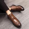 Men Black Ankle Boots Motorcycle Casual Brown Brogues Waterproof Men’s Street Style Boots Wingtip Dress Formal Leather Boots