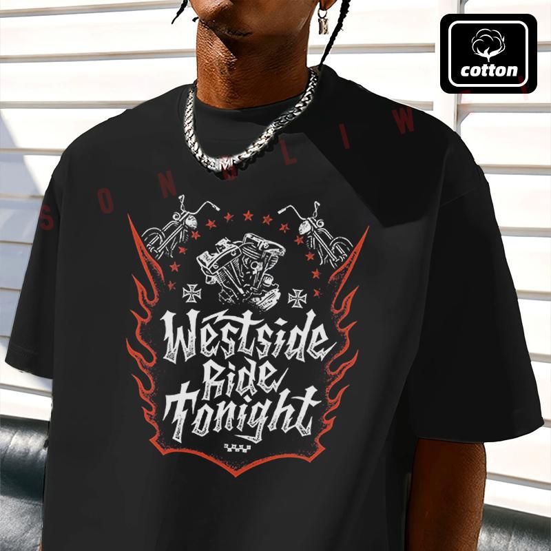 Westside Motorcycle Design Moto T-Shirt Vintage Cotton Plain Mens Funny T Shirts Casual Harajuk