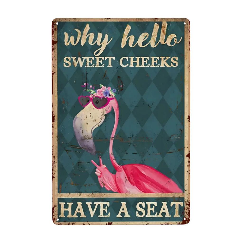 pc Flamingo Metal Sign Surround Yourself With Those Who Make You Happy Tin Sign for Home Living Room Bathroom Decor xinc
