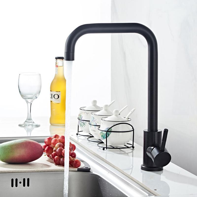 Matte Black 7 Shape High Arc Kitchen Tap Single Level Stainless Steel Kitchen Sink Faucet
