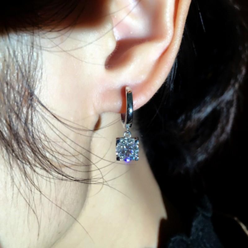 IOGOU D Moissanite 5mm Earrings 925 Silver Original Certified Moissanite Hoop Drop Dangle Earrings Huggie for Women