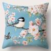 Spring Elements, Birds, Flowers, Branches Pattern Pillowcasebedroom Sofa Decorative Cushion Cover With Zipper Soft Cushion Cover