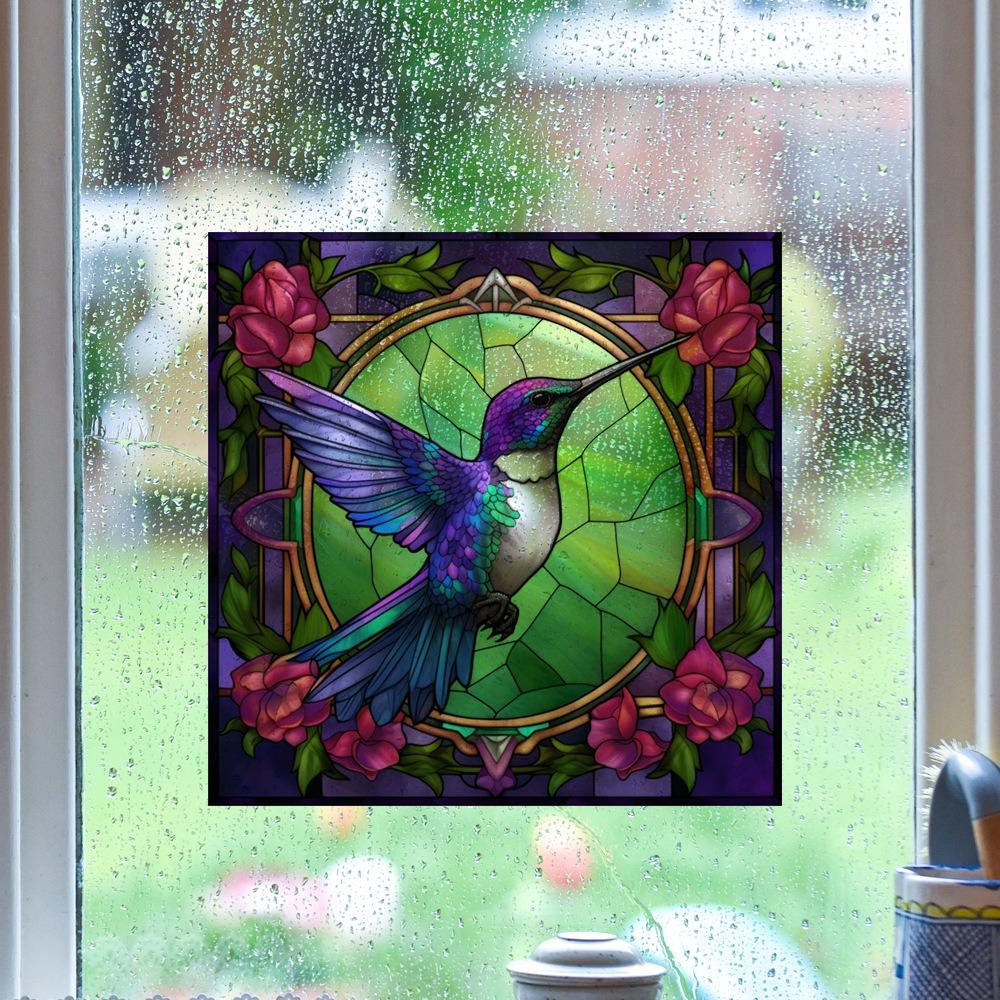 Double-Sided Design Hummingbird Window Decals Reusable Warning Sticker  Dormitory