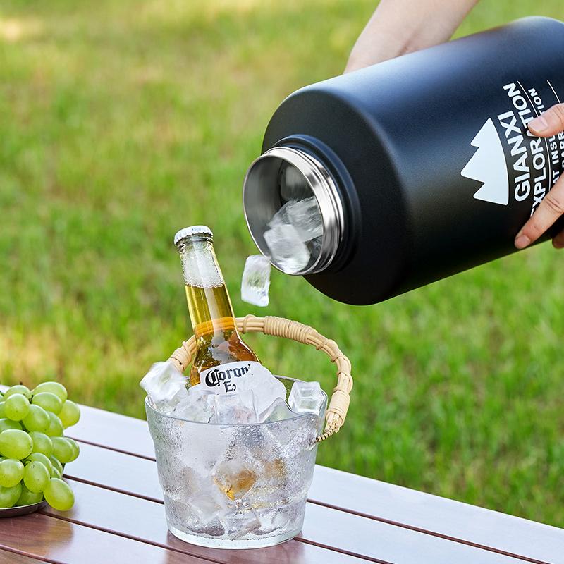 Stainless Steel Insulation Bucket Large Capacity Portable Ice Bucket Camping Large Bottle Mouth Ice Insulation Pot