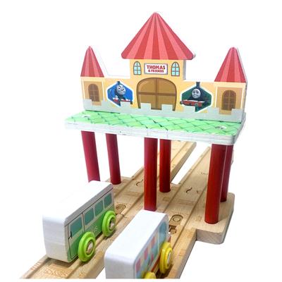 Children Track Game Toy Luxury Wood Track Accessories Scene Beautiful Station Compatible Train Wood Boys Gifts