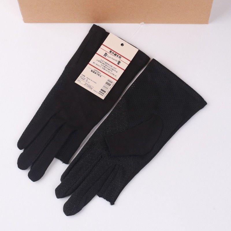 

Japanese Non-Printed Leak Finger Sun Protection Gloves Women s UV Protection Summer Touch Screen Thin Breathable Driving and Biking Non Slip Black One size