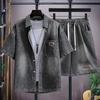 Men's Harajuku Summer Denim Shirt & Shorts Two-Piece Set