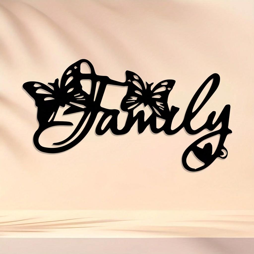 Elegant Family Metal Wall Art with Butterfly Sculpture Minimalist Home Decor Gift for Living Room Porch