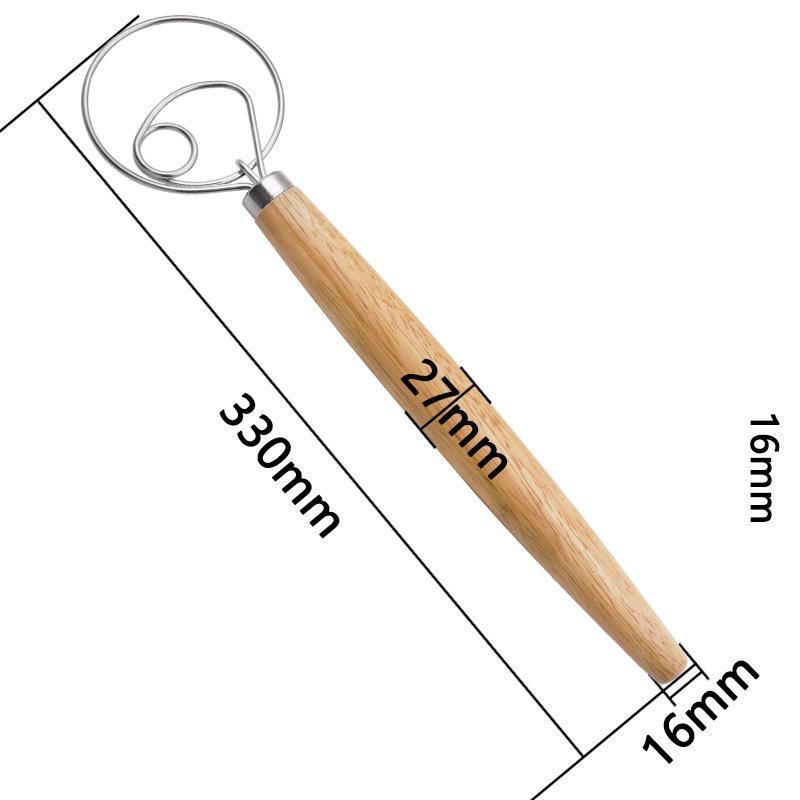 Stainless Steel Coil Whisk with Wooden Handle - Household Baking Assistant