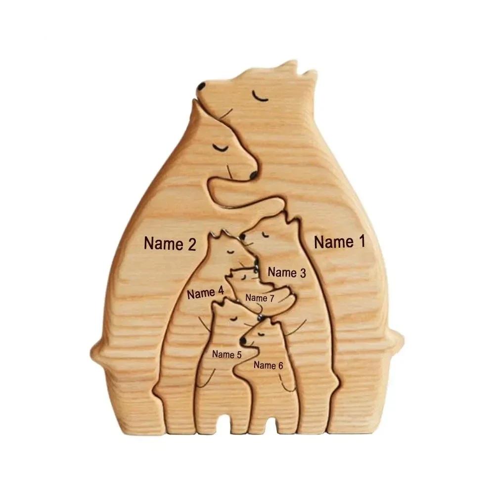 Art Puzzles Free Custom Wooden Bear Home Puzzles Custom Name Warm Gifts Anniversary Birthday Gifts Christmas Home Decor Ornament